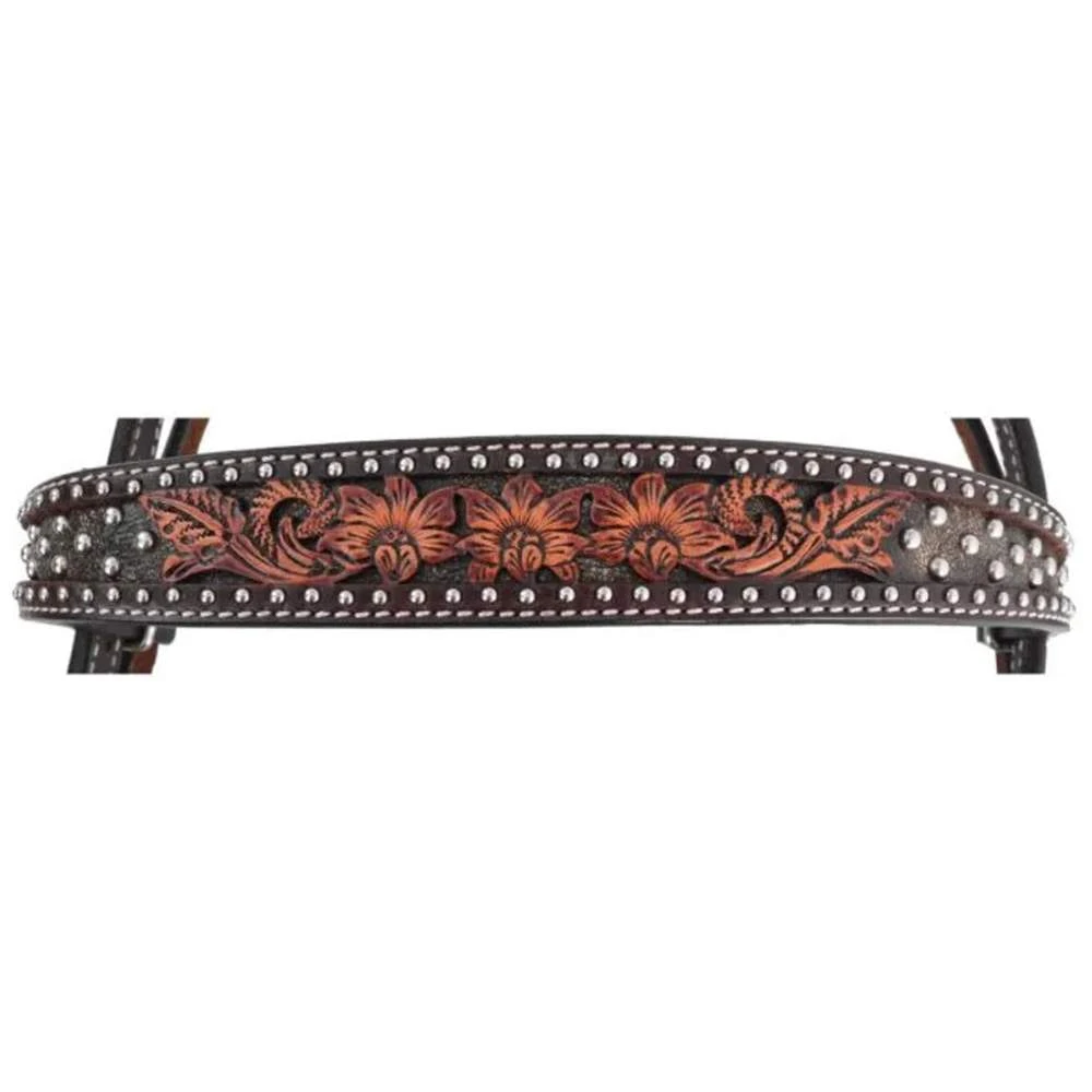 Circle Y Saddlery Dark Flash Arizona Flower Browband Headstall 5 Circle Y Saddlery Dark Flash Arizona Flower Browband Headstall - Image 3