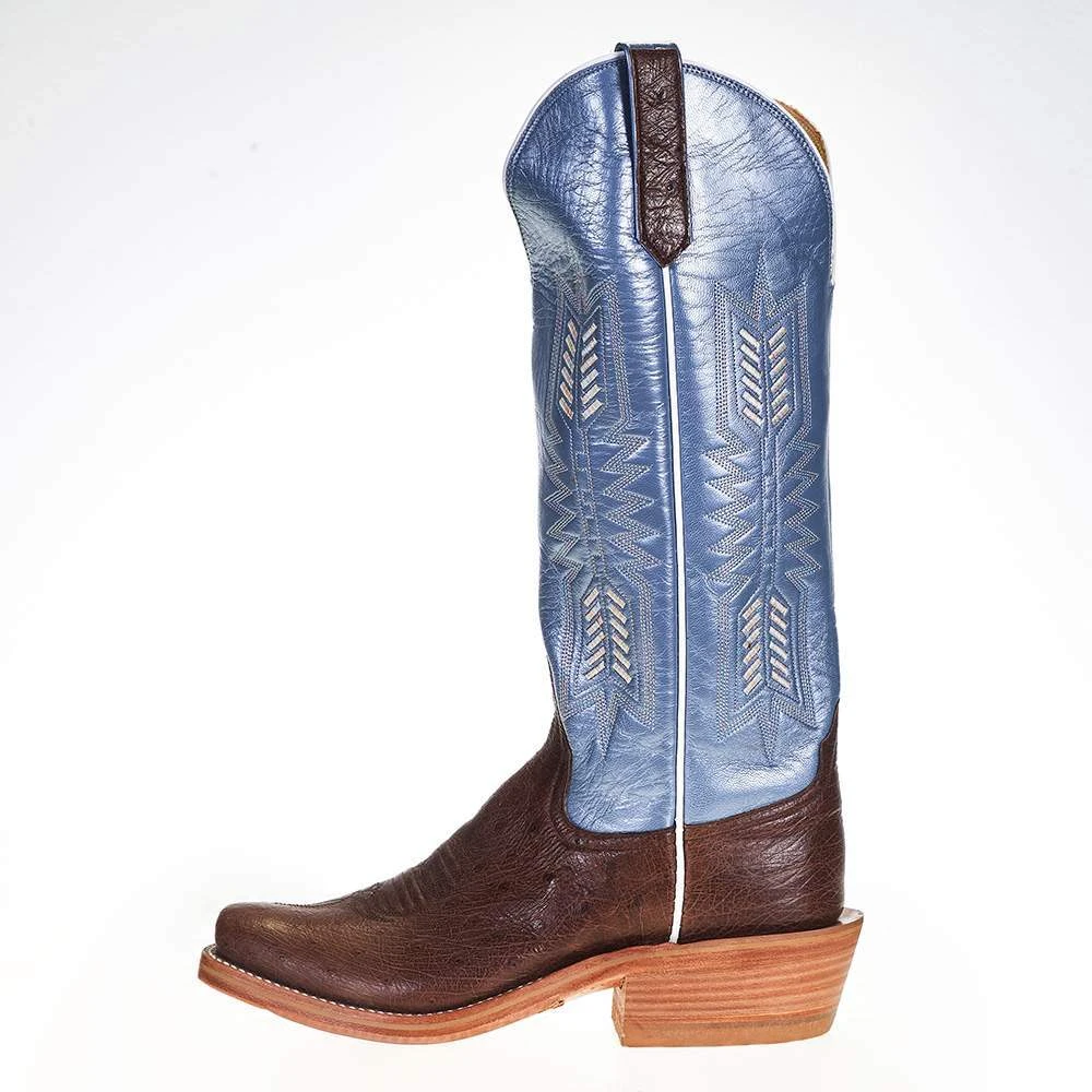 Rios Of Mercedes Women's Ride Ready KangoTobac Smooth Ostrich 15in. Blue Top Cowgirl Boot 5 Rios Of Mercedes Women's Ride Ready KangoTobac Smooth Ostrich 15in. Blue Top Cowgirl Boot - Image 3