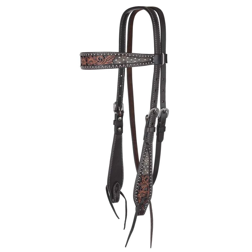 Circle Y Saddlery Dark Flash Arizona Flower Browband Headstall 3 Circle Y Saddlery Dark Flash Arizona Flower Browband Headstall
