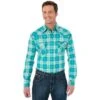 Wrangler Men's Flame Resistant Green Long Sleeve Shirt -Western Cowboy Equipment 160791 default l