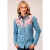 Roper Womens Paisley Yoke Denim Pearl Snap -Western Cowboy Equipment 163265 default l