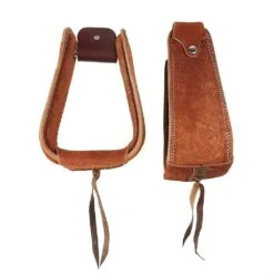 Western Cowboy Equipment 14 Chestnut Overshoe Roughout Covered Stirrups