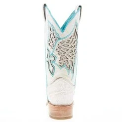 Corral Women's White Inlay Turquoise Embroidery 12 In Top Square Toe Boot -Western Cowboy Equipment A4334 04