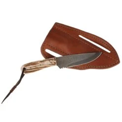 Nrs Ranch Knives Cowtown Knife Abilene W/ Plain Leather Pancake Sheath -Western Cowboy Equipment NRS AKPS 4