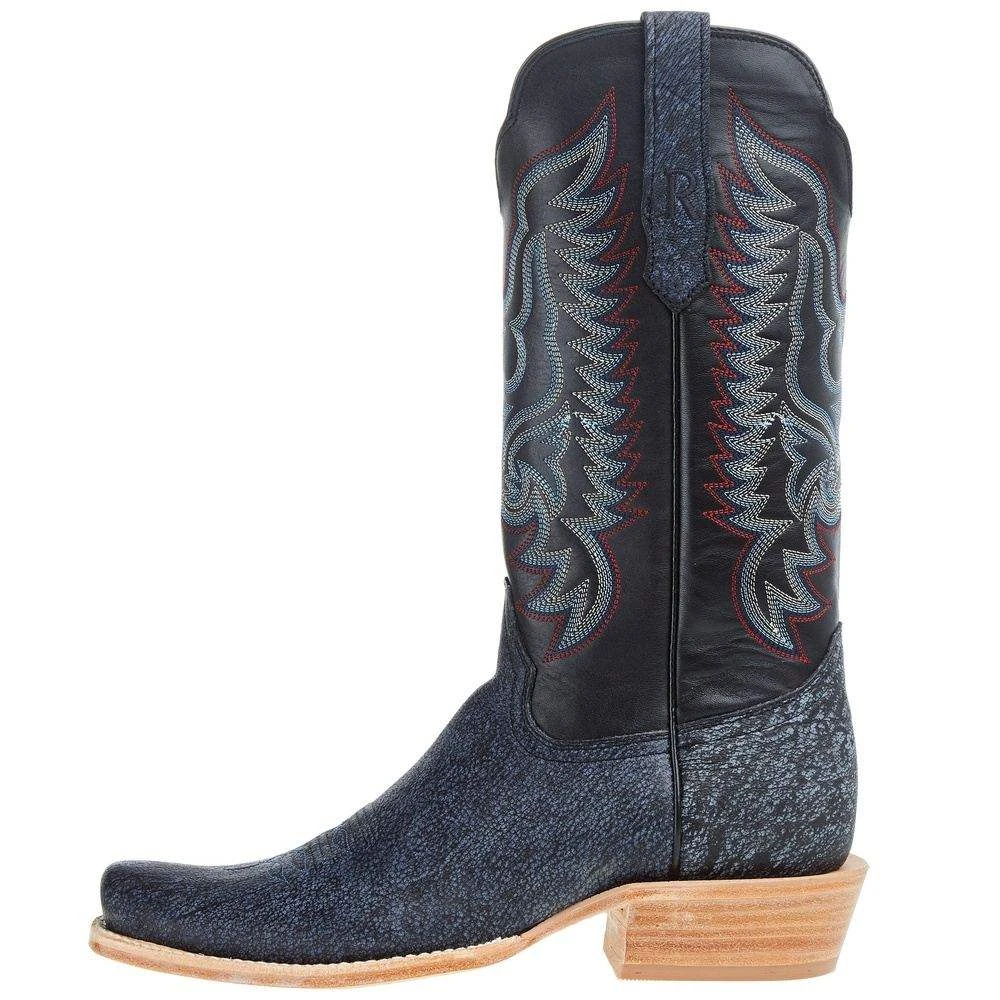R Watson Boots Men`s Blue Cape Buffalo 13in Midnight Blue Sinatra Cowhide Top Boot 5 R Watson Boots Men`s Blue Cape Buffalo 13in Midnight Blue Sinatra Cowhide Top Boot - Image 3