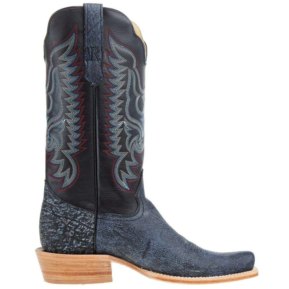R Watson Boots Men`s Blue Cape Buffalo 13in Midnight Blue Sinatra Cowhide Top Boot 7 R Watson Boots Men`s Blue Cape Buffalo 13in Midnight Blue Sinatra Cowhide Top Boot - Image 5