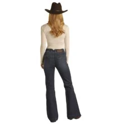 Rock & Roll Denim Women's High Rise Dark Wash Trouser -Western Cowboy Equipment W8H2687 3